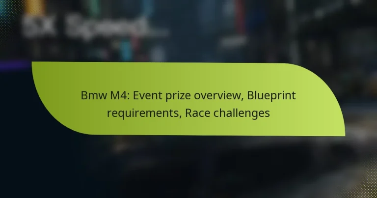 Bmw M4: Event prize overview, Blueprint requirements, Race challenges