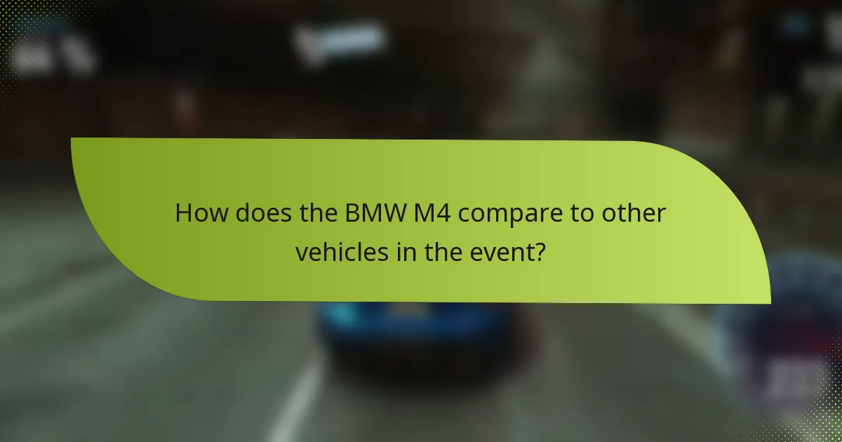How does the BMW M4 compare to other vehicles in the event?