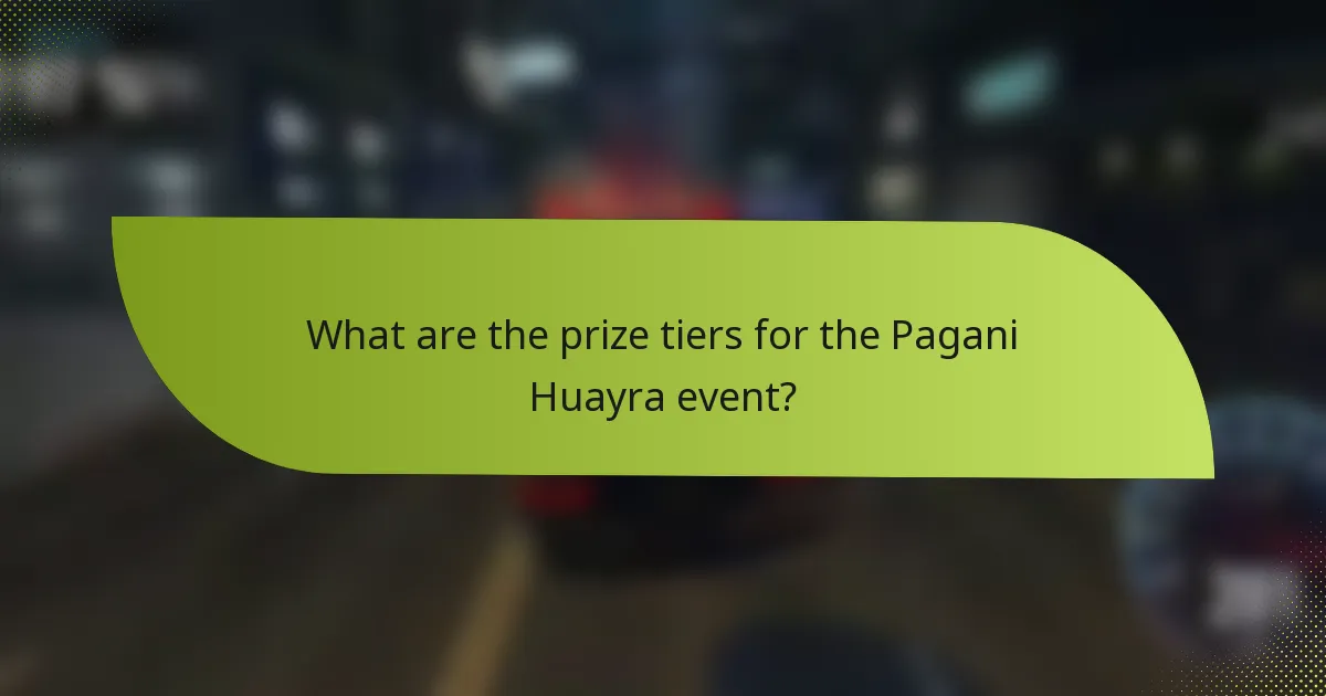 What are the prize tiers for the Pagani Huayra event?